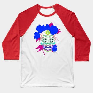 blue in bloom rose calavera catrina ecopop Baseball T-Shirt